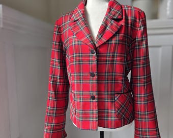 Chaqueta Pendleton vintage de cuadros rojos de los años 70, talla M/L