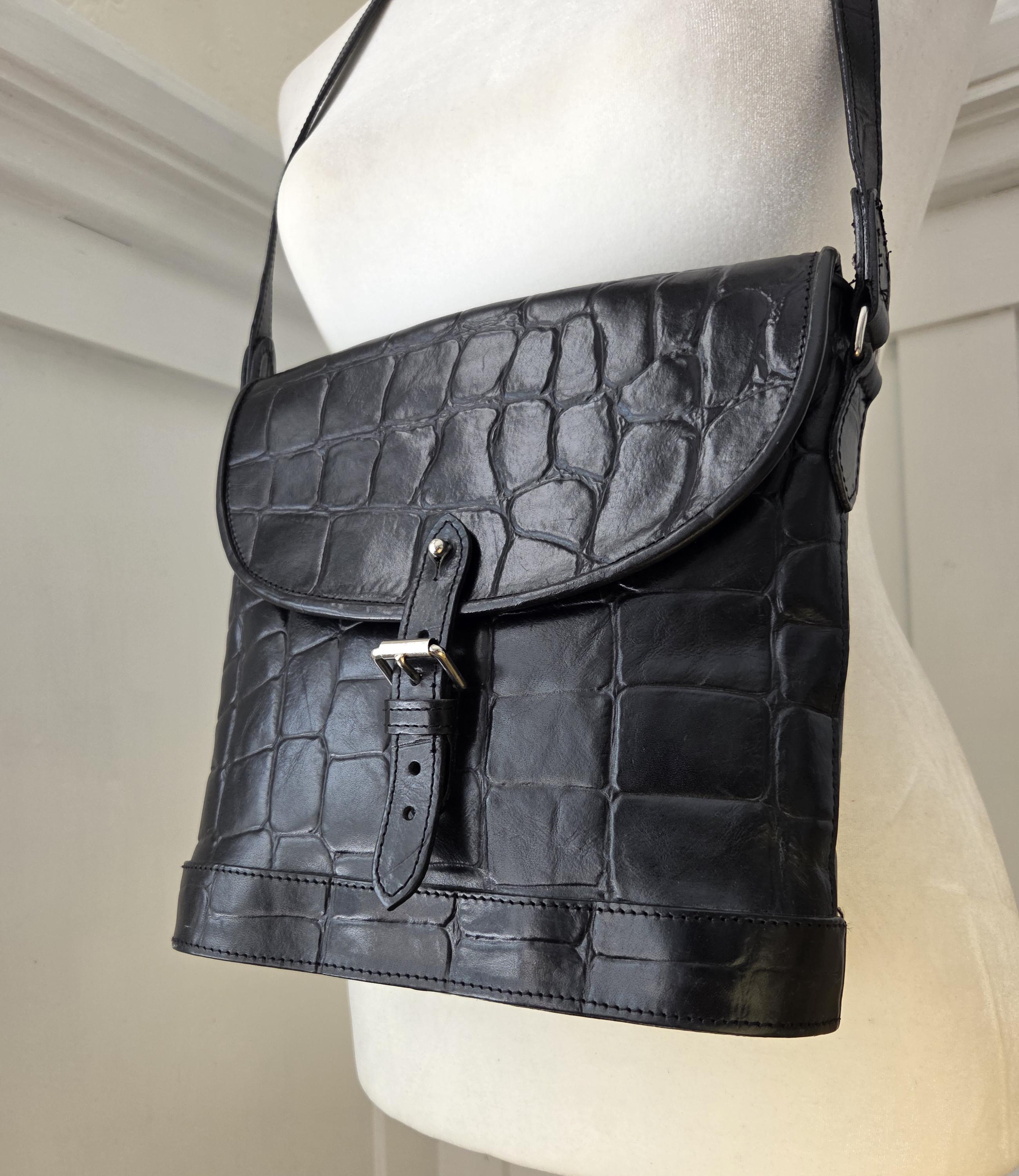 Vintage Mulberry Croc Embossed Crossbody Bag