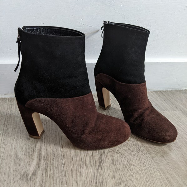 Vintage Miu Miu Suede Ankle Boots, Miu Miu Booties, Miu Miu Shoes, Designer Suede Ankle Boots, Size 36 EUR