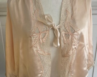 トップス 1930's Baby pink satin bed jacket 1930's Silk Lace Bed Jacket — Ofelia Vintage