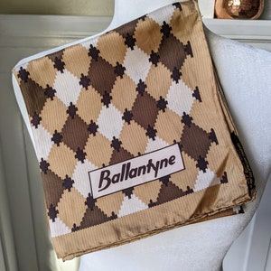 Vintage New Old Stock Designer Silk Scarf, Ballantyne 34 x 34&quot;