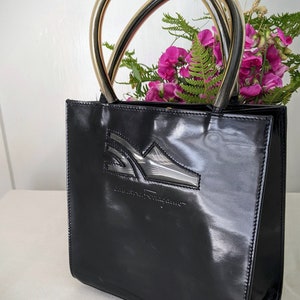 Vintage Salvatore Ferragamo Patent Leather Handbag: Classic Designer Purse