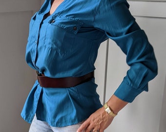 Camisa de seda Tommy Bahama vintage de los años 90, talla S