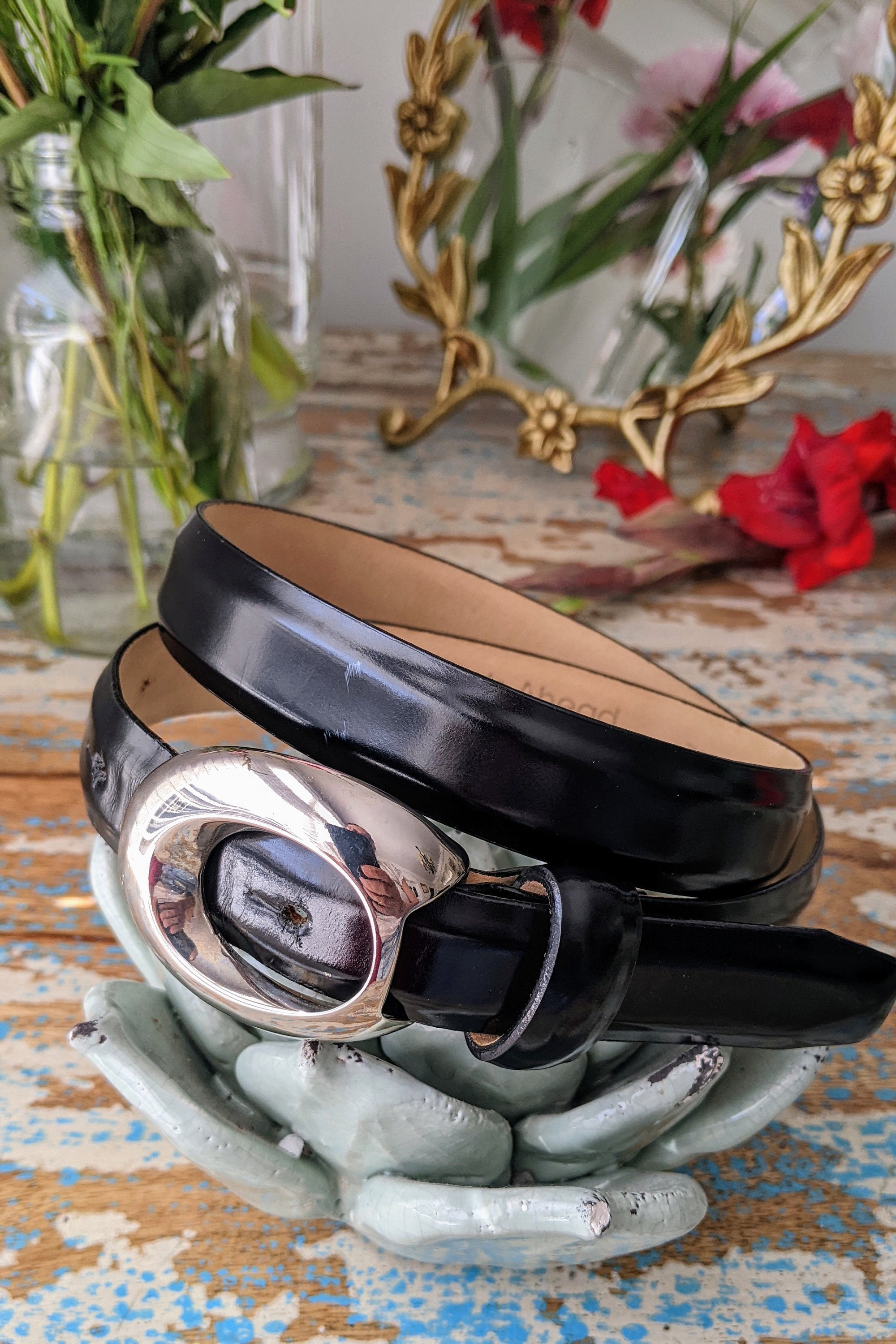 Street Ahead Metal Leather Rhinestones Belt Santa Monica California Medium Streets Ahead Belts for Women for sale - eBay main image 2