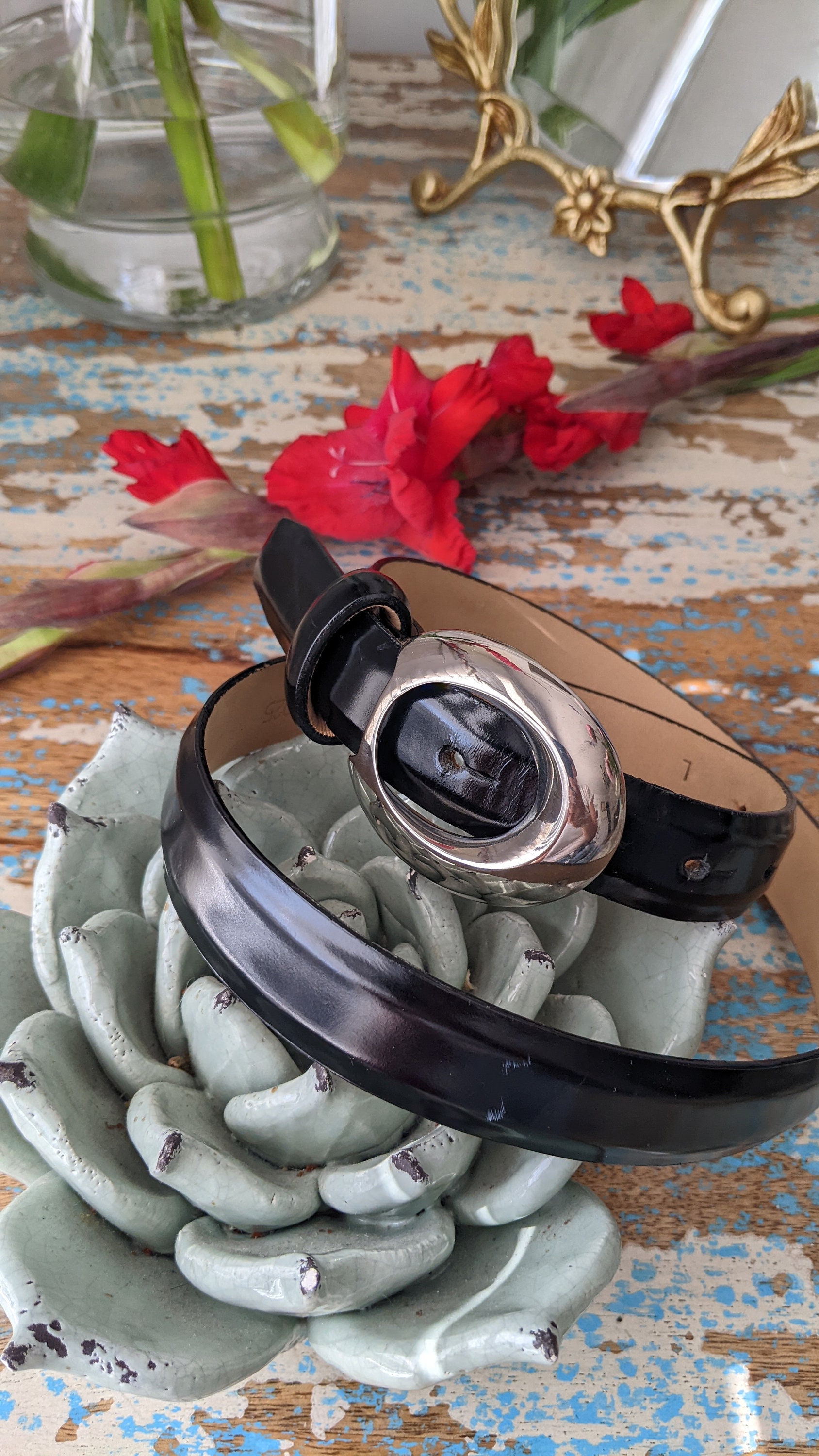 Vintage Streets Ahead Santa Monica Black & Silver Belt - Etsy display picture 3