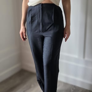 Vintage Valentino Boutique Schwarze Hose, Rohseide Grösse S