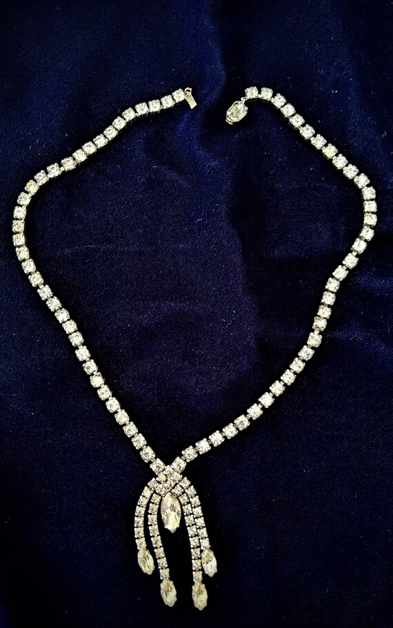 Vintage Coro Art Deco Rhinestone Pendant Necklace - image 3