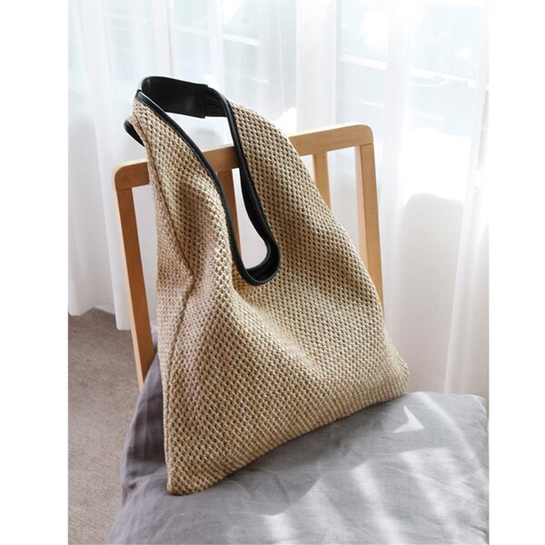 Rattan Beach Tote Bag for Summer Beach | Straw Woven Shoulder Bag | Large Capacity Tote Casual Handbag