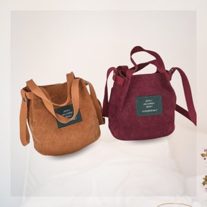 Small Corduroy Tote Bag | Mini Tote Shoulder Bag | Woman Shopping Bag | Reusable Cotton Tote Messenger Bag