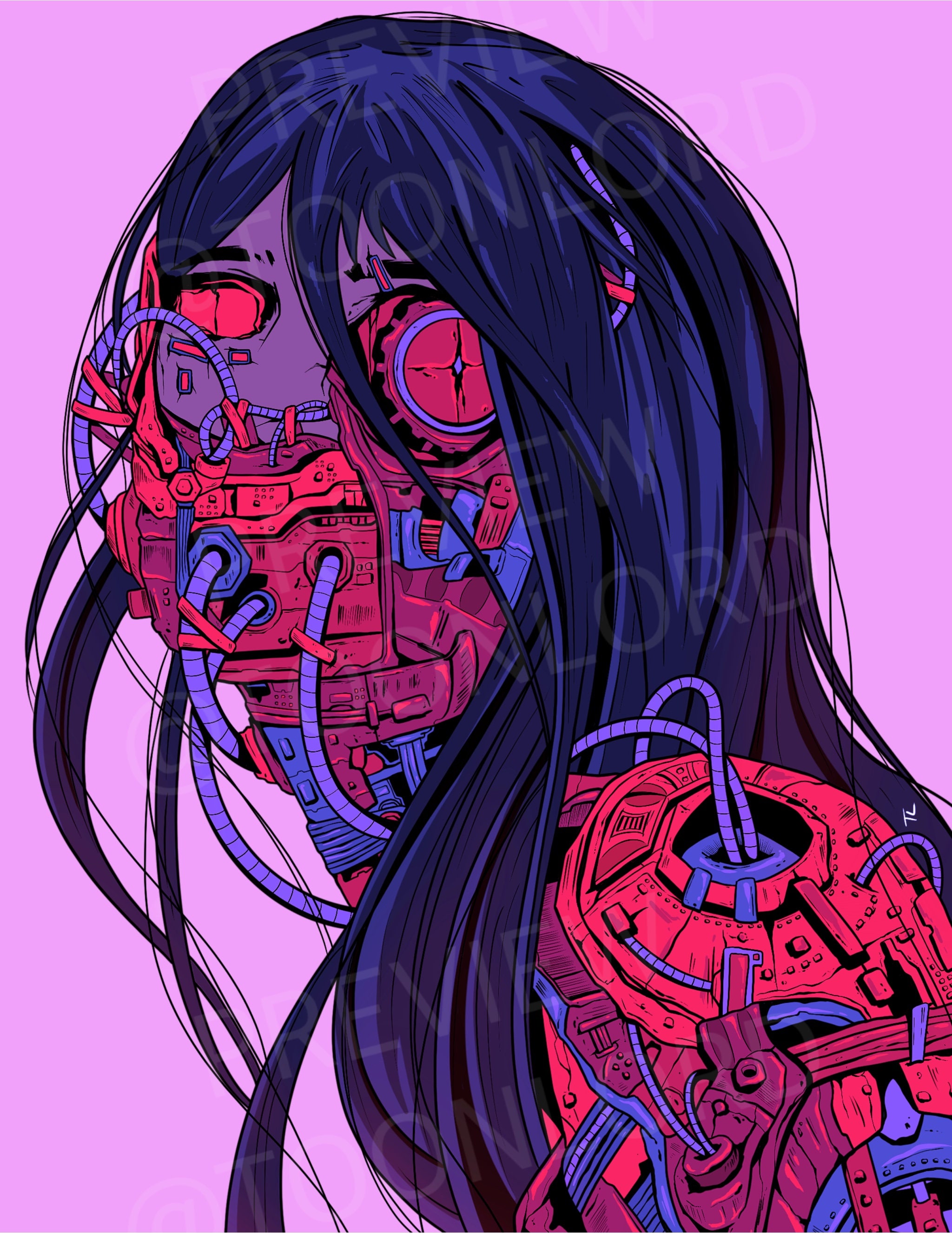 anime, anime girls, cyberpunk, artwork