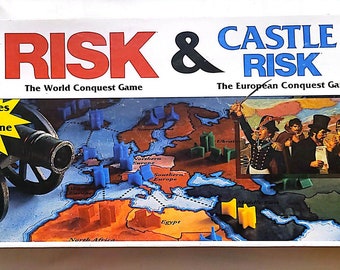 1990 Castle Risk Juego de mesa Parker Brothers Like New Vintage Condition!!! Sin sellar !! Increíble combo familiar de dos juegos mayores de 30 años!!!