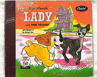Walt Disney Lady and the Tramp (2) Capitol Records & Reader Book - 1954 Bozo Approved