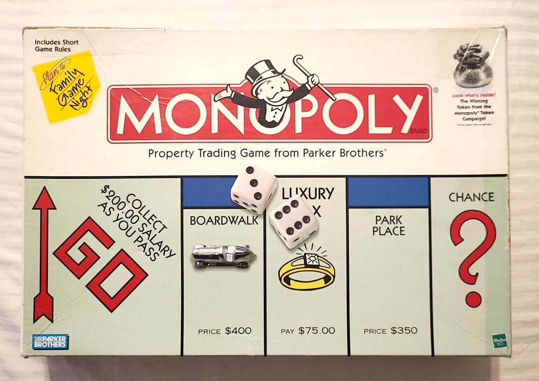 Vtg1999 Monopoly Game With Winning Money Bag Token From Monopoly Token