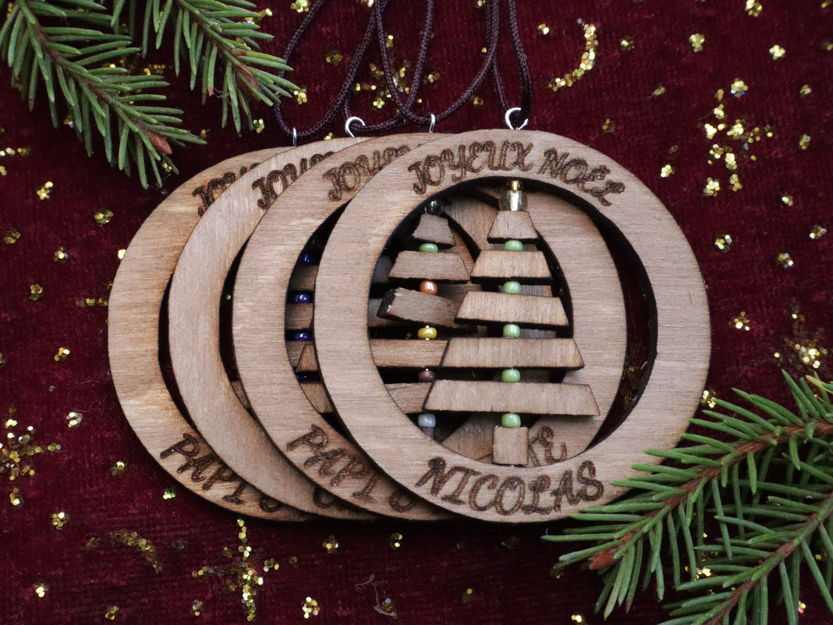 Lot de 4 Boules Noël Sapin Personnalisables