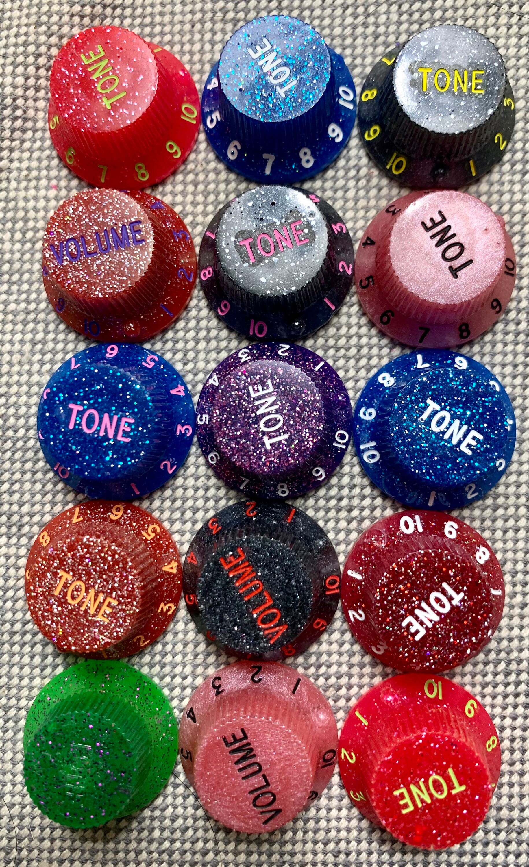 Custom holographic control dials for electric guitars Set of Etsy