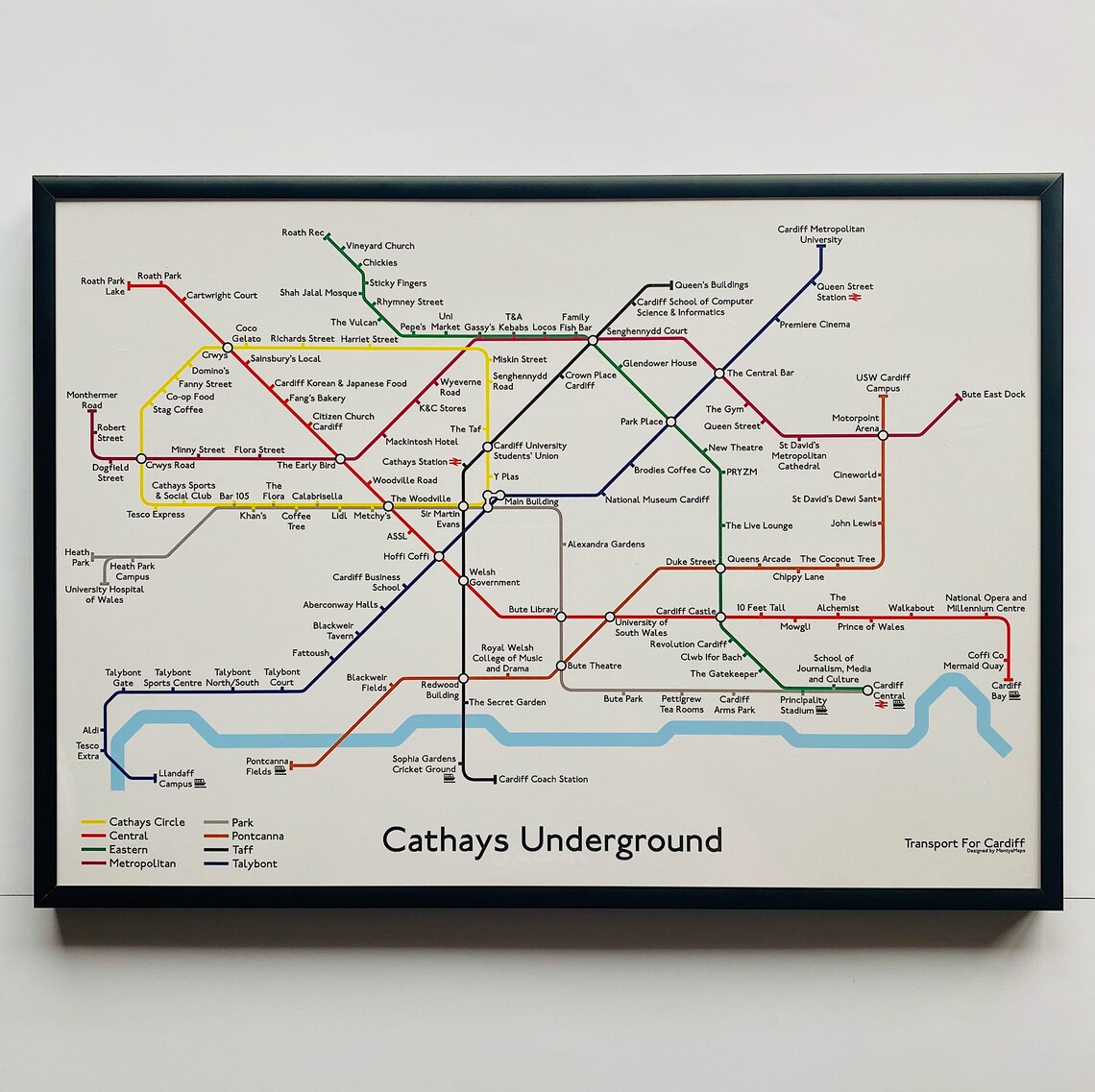 Cardiff Cathays Underground Map | Etsy