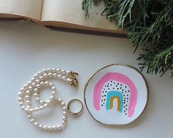 Rainbow Ring Dish Rainbow Heart Ring Holder Personalized Pride Gift