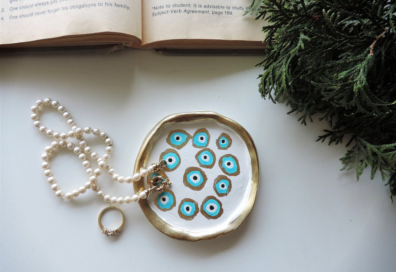 Evil Eye Ring Dish Trinket Dish Clay Ring Dish Jewelry Etsy