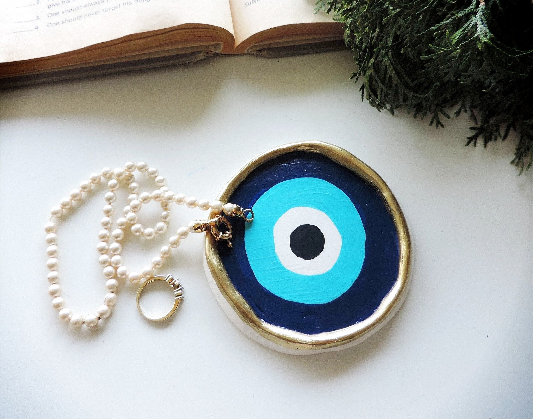 Evil Eye Ring Dish Trinket Dish Clay Ring Dish Jewelry Etsy UK