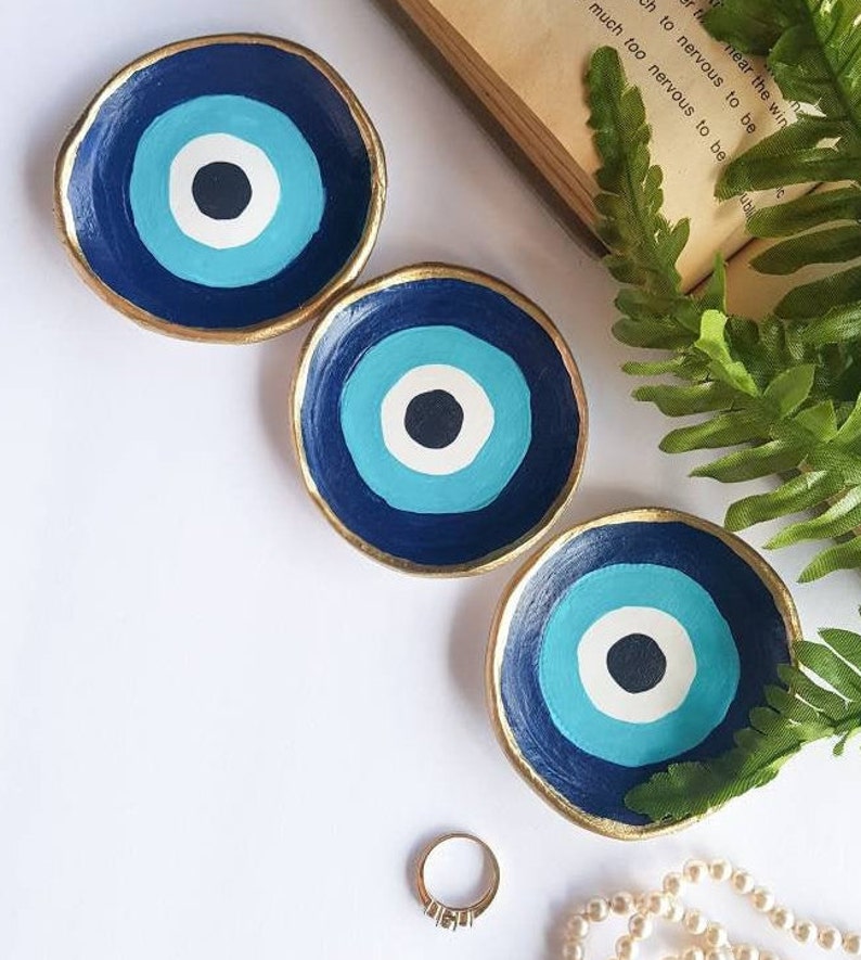 Evil Eye Ring Dish Trinket Dish Clay Ring Dish Jewelry Etsy