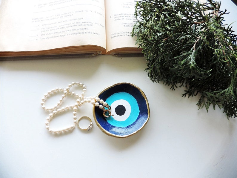 Evil Eye Ring Dish Trinket Dish Clay Ring Dish Jewelry Etsy