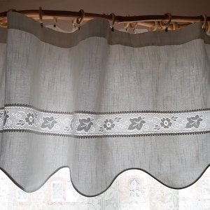 Vintage cotton classic white valance curtain, retro valance, Scandinavian vintage valance curtains, kitchen curtain, cafe curtains (1)