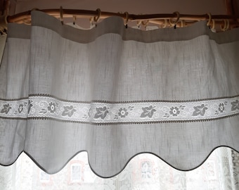 Vintage cotton classic white valance curtain, retro valance, Scandinavian vintage valance curtains, kitchen curtain, cafe curtains (1)