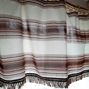 Vintage woven Beige, brown striped valance curtain, Vintage Scandinavian valance curtain , cafe curtain vintage, curtains sale (1)