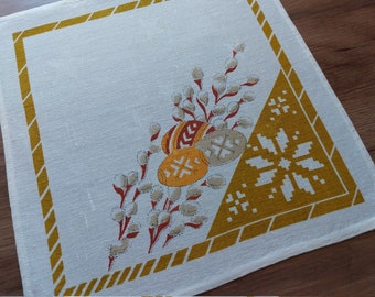 Vintage Easter printed cotton napkin, Vintage kitchen warming, retro textile (E4)
