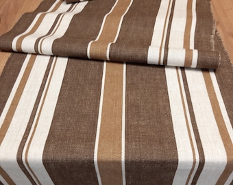 Rustic Long Woven Linen - cotton fabric Brown beige colors table runner, table topper, table dressing, table scarf, table stripe (5)