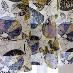 Scandinavian Vintage decorative printed cotton valance curtain, vintage cafe curtain, kitchen warming (E4)