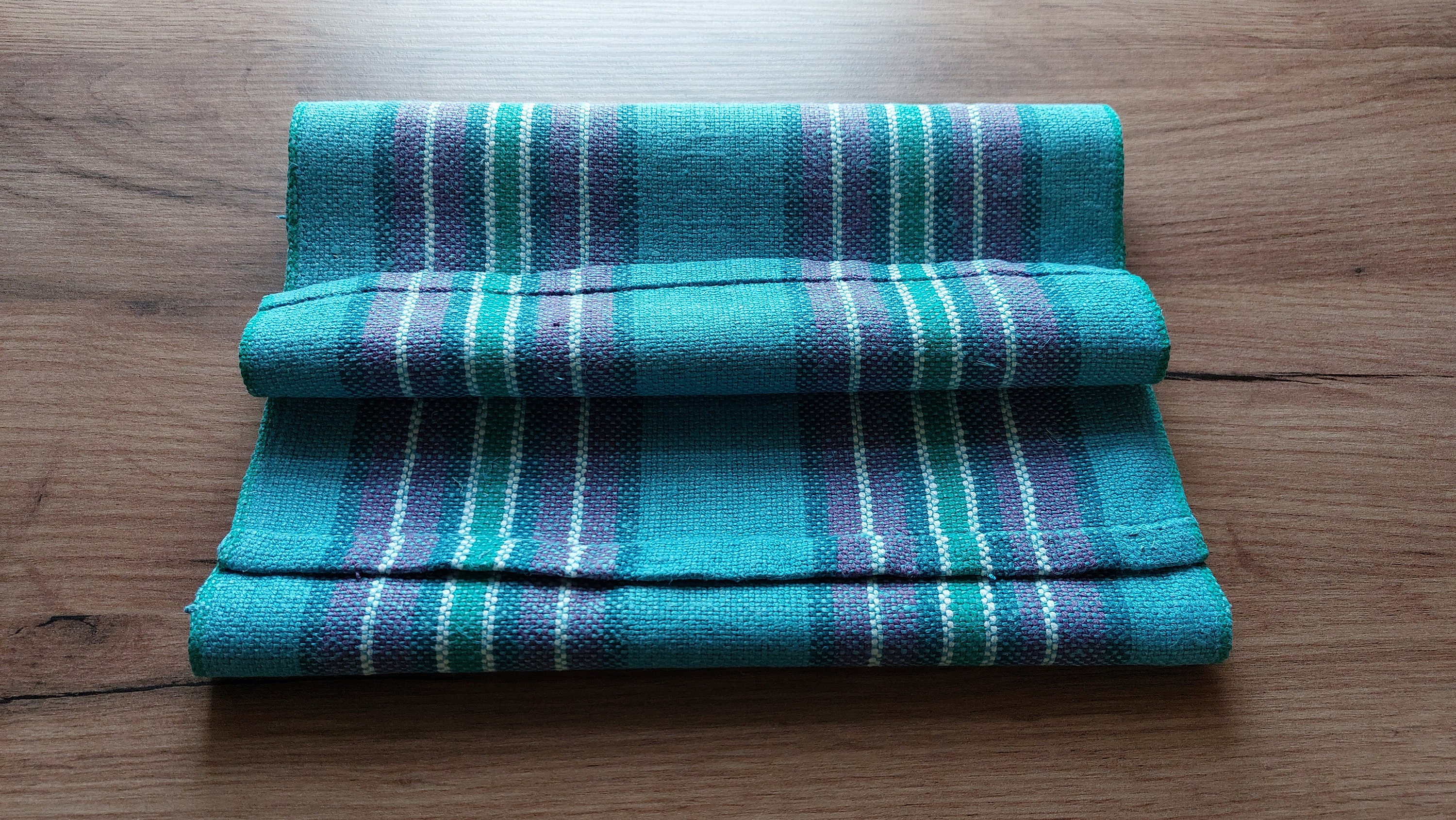 Vintage Woven Linen Table Mat, Blue Linen Table Mat , Scandinavian