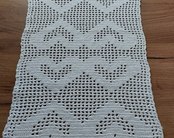 Vintage Crocheted cotton table mat , Vintage crocheted hearts table decor , Vintage design decor, design accent , Scandinavian (E2)
