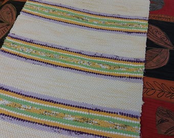 Camino de mesa vintage de algodón grueso tejido a mano escandinavo, cubrecama, mantel, mantel (E5)