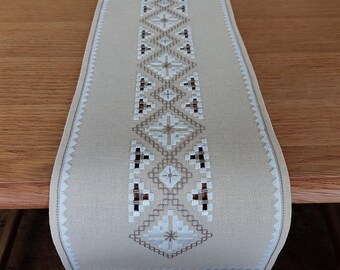 Scandinavian Vintage Hardanger embroidered linen table mat, Hand embroidery, tea table decor, kitchen table decor, Gift idea (E5)
