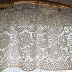 Vintage Beige Floral Net valance, Scandinavian valance curtains, Kitchen valanece, curtains vintage, Cafe curtain, Summer curtains Retro (4)