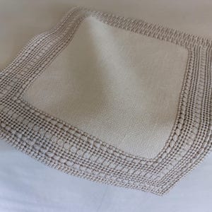 Handmade vintage Scandinavian linen table mat , linen doily, mini tablecloth , Scandinavian design (E3)