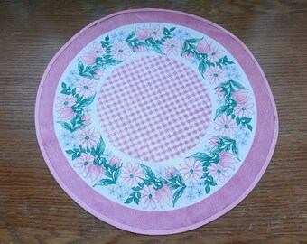 Vintage Circle floral table mat, Vintage placemats, Vintage table decors,Floral pink tablecloth, Round tablecloth, vintage prints (5)