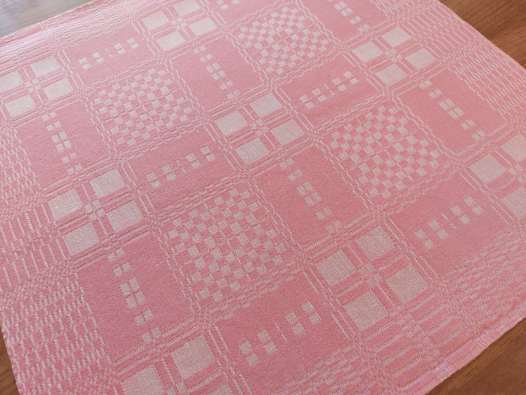 60s Woven Cotton Linen Table Mat Pink Table Mat Etsy