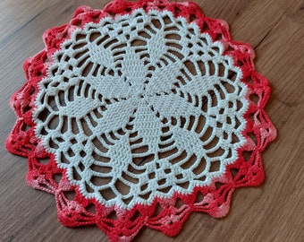 Handmade Vintage crochet doily , Scandinavian vintage crocheted doily , Christmas doily , cotton doily , round lace doily, circle doily (E2)