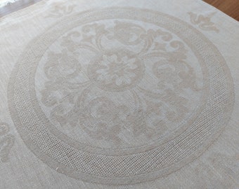 Rustic 60s woven thin cotton + linen table mat , beige gray table mat, Scandinavian vintage table topper, table linens , retro style (E1)