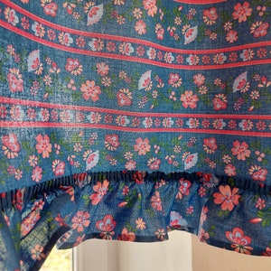 Pair of floral printed vintage cafe curtains, vintage valance curtains, Van cafe curtains , Vintage Home textile (E3)