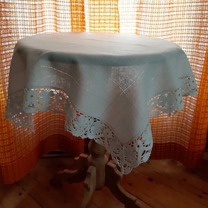 Antik quadratische Spitzenkanten Baumwolle Tischdecke, Retro Tischdecke, klassische Tischdecke, Antike Tischdecke, Retro Tee Party Tischdecke (E2)