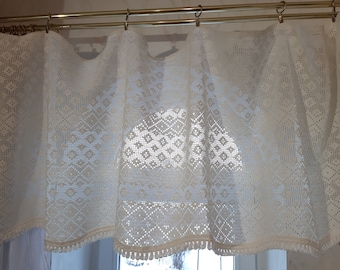 Vintage White retro cotton Machine woven valance curtains, retro cafe curtains, translucent cotton valance curtain curtains vintage (1)