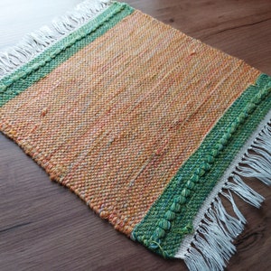 Vintage handwoven thick cotton mini table rug, table mat , table decor , Scandinavian design , Housewarming, home decor (E2)