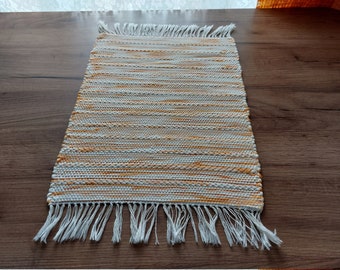 Vintage handwoven thick cotton table mat, vintage Scandinavian textile, Vintage kitchen warming, table decor, Home textile (E1)