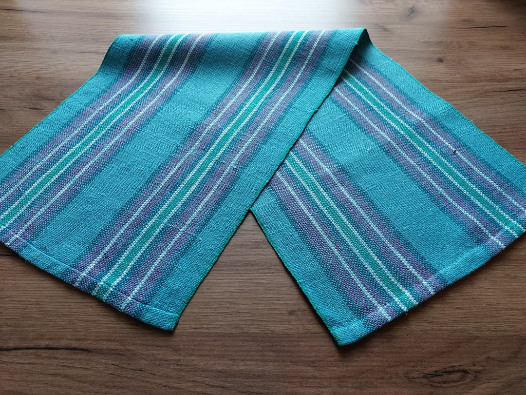 Vintage Woven Linen Table Mat, Blue Linen Table Mat , Scandinavian