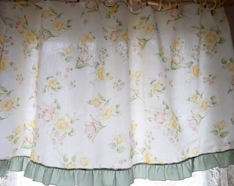 Vintage Floral Valance curtain, Summer valance, Kitchen valance, Valance curtains, cafe curtains, curtains vintage (5)