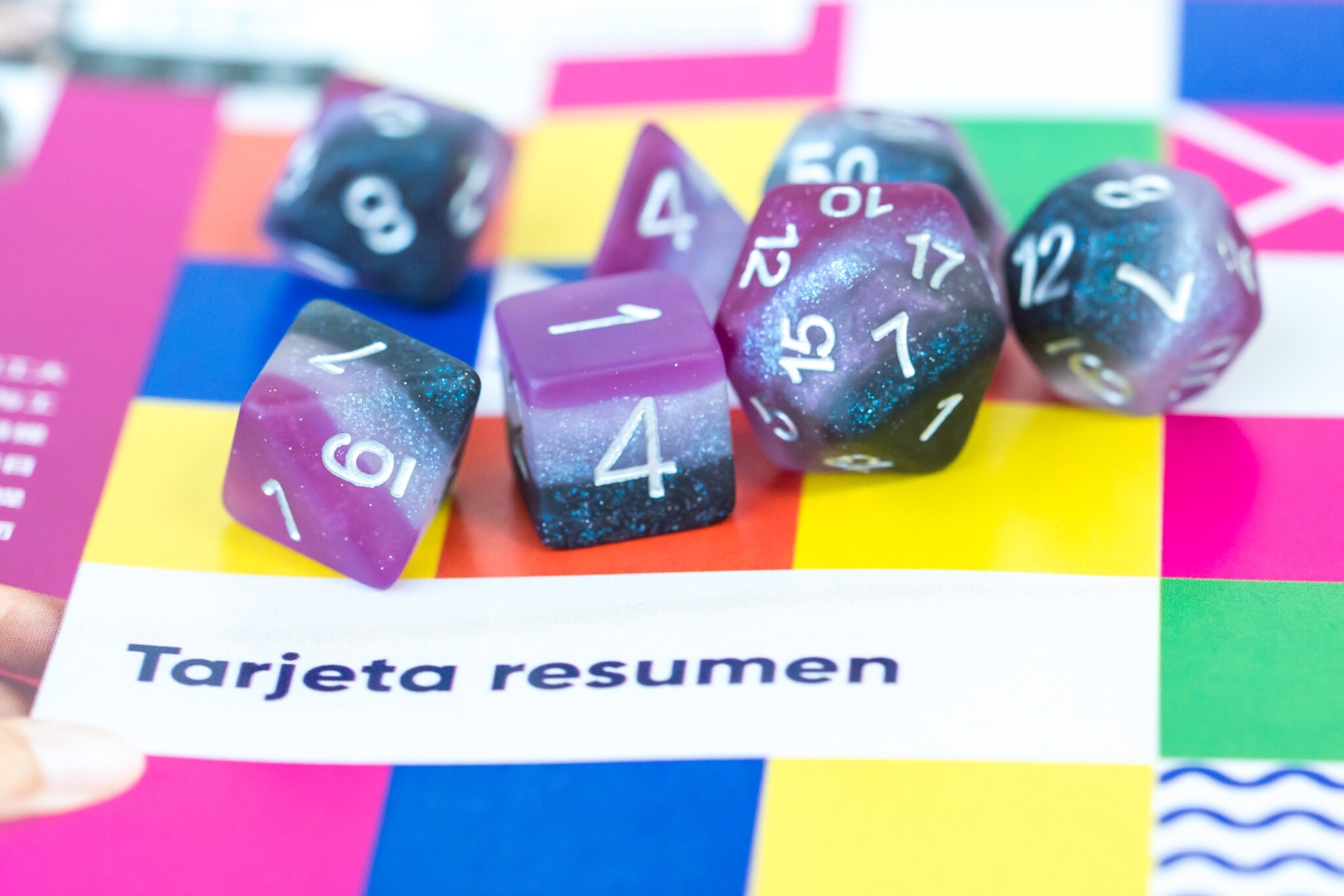 Asexual Pride Dazzle Silver: 7 Die Polyhedral Layered Dice Set with S…