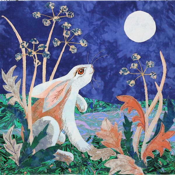 Moonlight hare applique textile kit